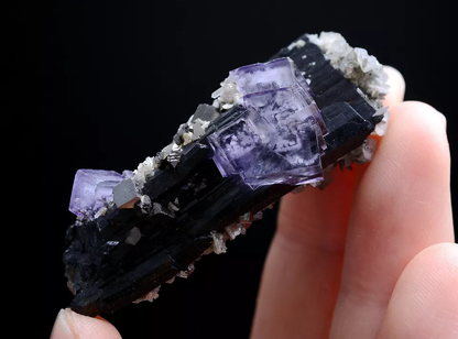 39gNatural Purple Fluorite Wolframite Arsenopyrite Mineral Specimen/Yaogangxian