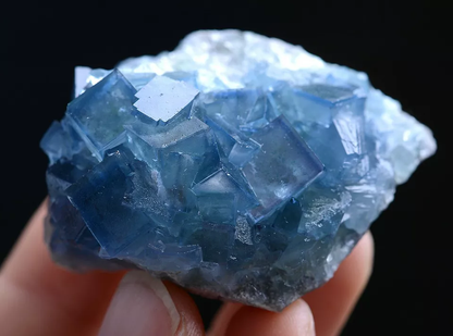 80.g Natural Transparent Phantom Window Blue Cube Fluorite Mineral Specimen