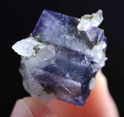 5.6gNatural Bismuthinite Purple FLUORITE & Pyrite Mineral Specimen/Yaogangxian