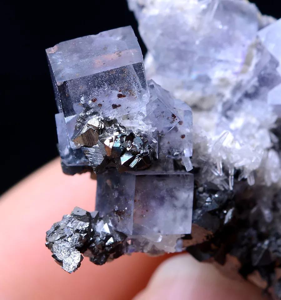 25.42g NATURAL PURPLE FLUORITE & ARSENOPYRITE SYMBIOTIC MINERAL SPECIMEN