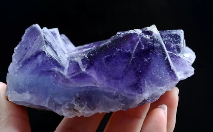 276g Natural Phantom Window Cube Blue Purple Fluorite Mineral Specimen/China