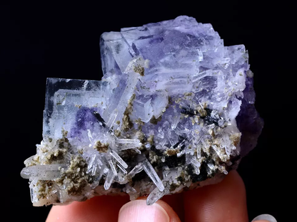 60.5g NEWLY DISCOVERED RARE PURPLE FLUORITE & CRYSTAL SYMBIOTIC MINERAL SAMPLES