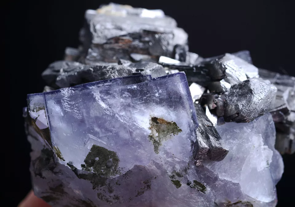 195g Natura Purple FLUORITE & Arsenopyrite Mineral Specimen / Yaogangxian China