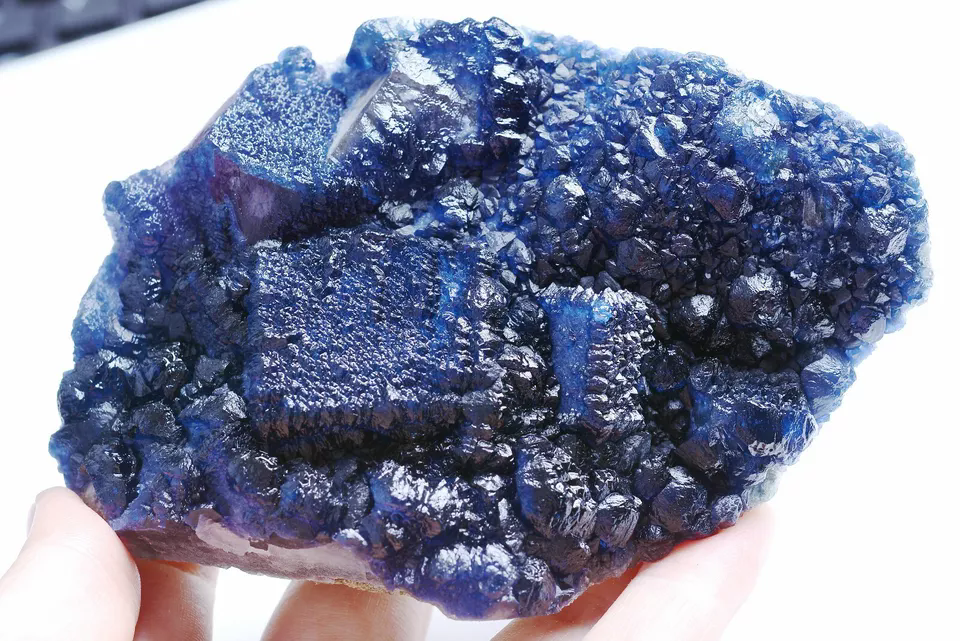 444gNew Find Blue Cube Fluorite CRYSTAL CLUSTER Mineral Specimen/Inner  Mongolia