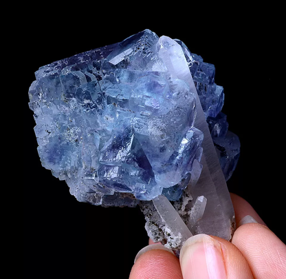 75.43g RARE! NATURAL PURPLE CUBIC FLUORITE &CRYSTAL SYMBIOTIC MINERAL SPECIMEN