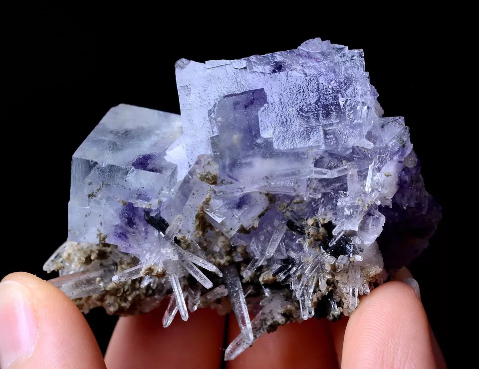 60.5g NEWLY DISCOVERED RARE PURPLE FLUORITE & CRYSTAL SYMBIOTIC MINERAL SAMPLES