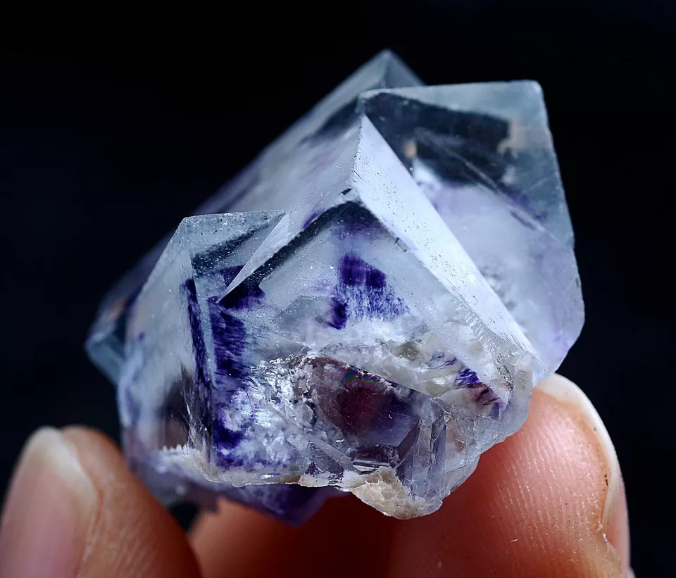 18gNatural Phantom Window Purple Fluorite Crystal Mineral Specimen/ Yaogangxian