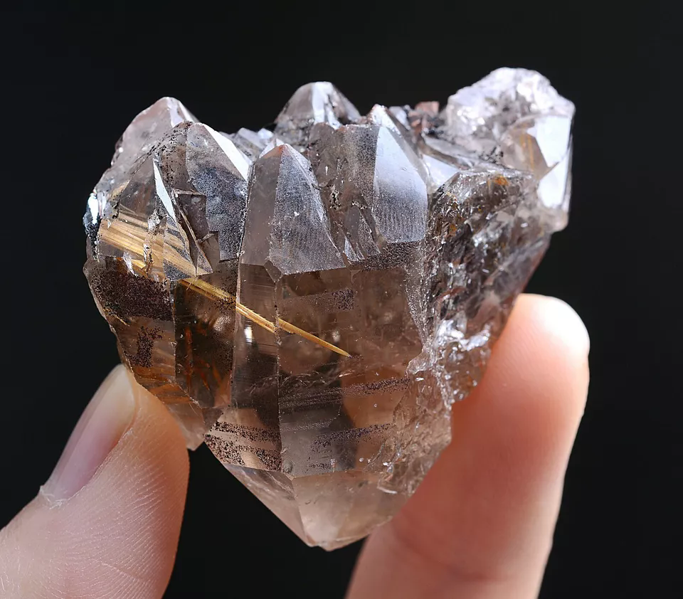 46gNatural Transparent Gold Rutilated Skeletal Quartz Crystal Mineral Specimens