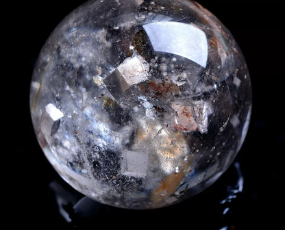 96.5g Natural Rare Clear Quartz Crystal Ball &"Calcite" Symbiotic Specimen