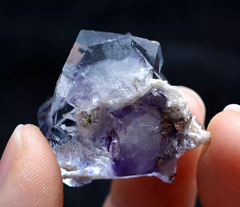 18gNatural Phantom Window Purple Fluorite Crystal Mineral Specimen/ Yaogangxian