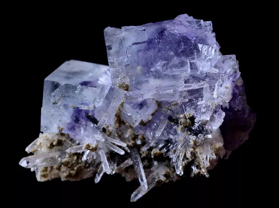 60.5g NEWLY DISCOVERED RARE PURPLE FLUORITE & CRYSTAL SYMBIOTIC MINERAL SAMPLES