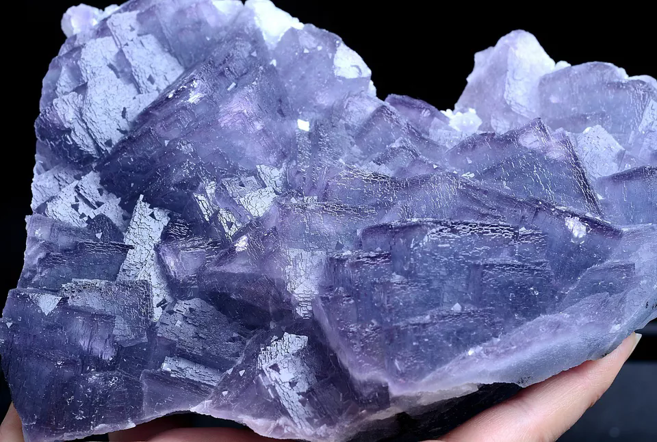 1733g Natural Phantom Window Cube Blue Purple Fluorite Mineral Specimen/ China