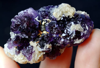 61g RARE PURPLE FLUORITE & CRYSTAL CALCITE MINERAL SPECIMEN /Inner Mongolia