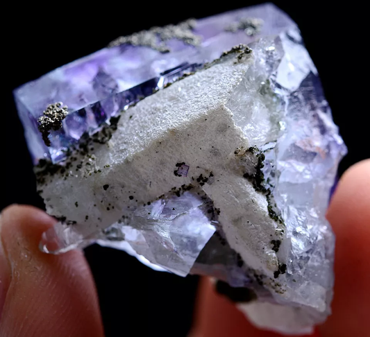 20g Natura Clear Purple FLUORITE & Pyrite Mineral Specimen/Yaogangxian China