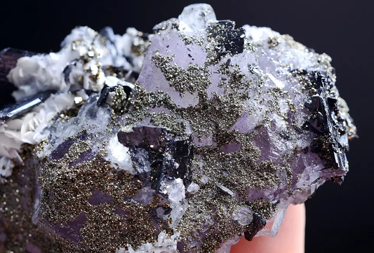 103g Natura Purple FLUORITE Wolframite Pyrite Calcite Mineral Specimen/China