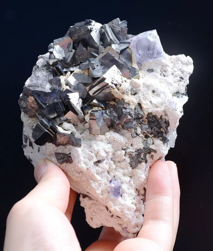 665g Natural Arsenopyrite & Purple Fluorite Mineral Specimen /Yaogangxian China