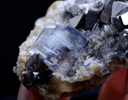 137g Natural Purple Fluorite & Arsenopyrite Mineral Specimen/YaoGangXian  China