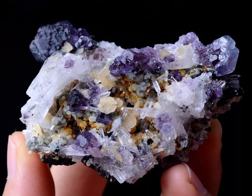 95g Natural New Find Purple Fluorite & Crystal Mineral Specimen Inner  Mongolia