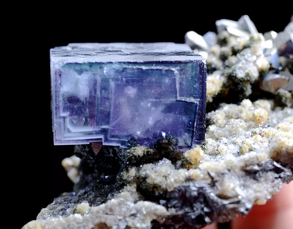 120gNatural Window Purple Fluorite & Arsenopyrite Mineral Specimen/ Yaogangxian