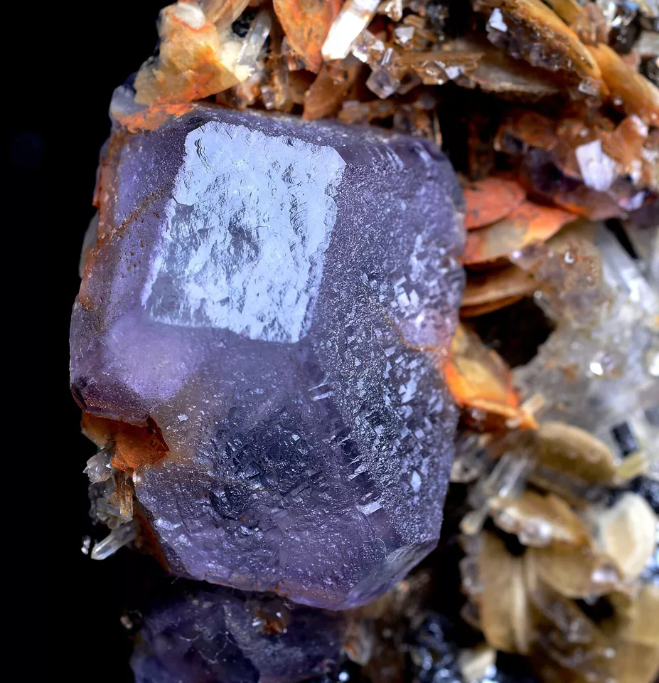 Inner Mongolia Purple Fluorite & Calcite Quartz Crystal Mineral Specimen 1295g