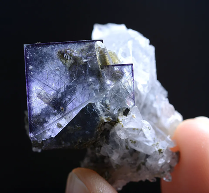 20g Natural Bismuthinite Purple FLUORITE & Pyrite Mineral Specimen/Yaogangxian