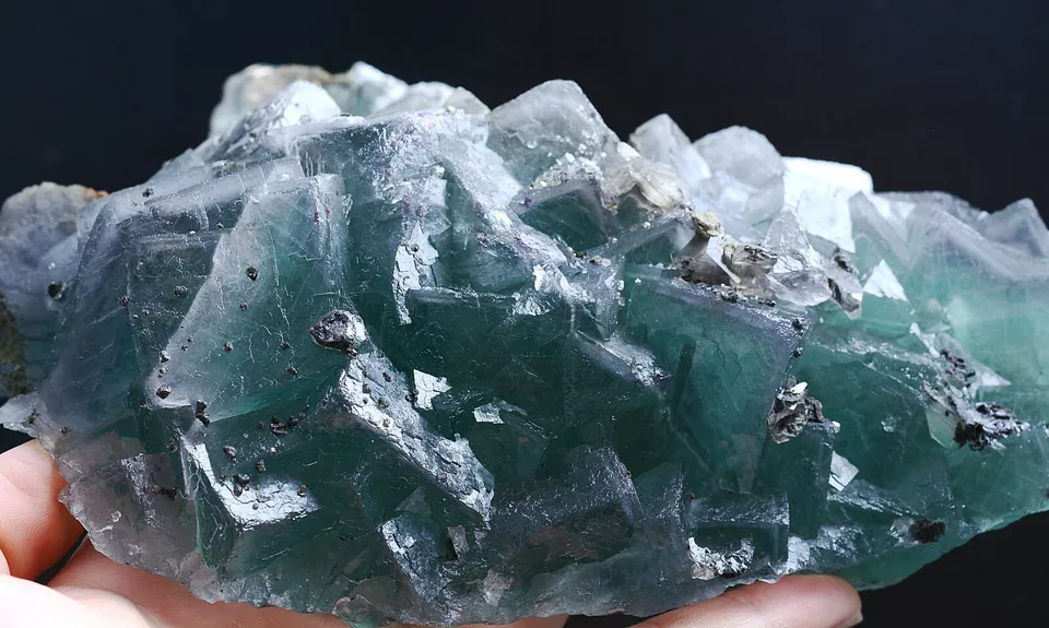 1265g NATURAL Phantom Window Green Blue Cubic FLUORITE Mineral Specimen/China