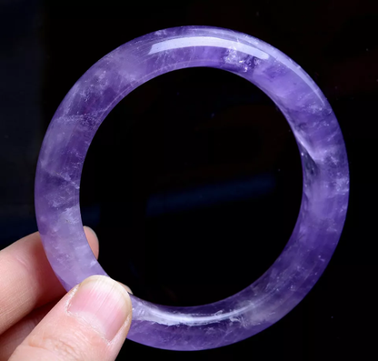 Natural Lavender Amethyst Quartz  Crystal Madam Bangle Inner Diameter 57mm