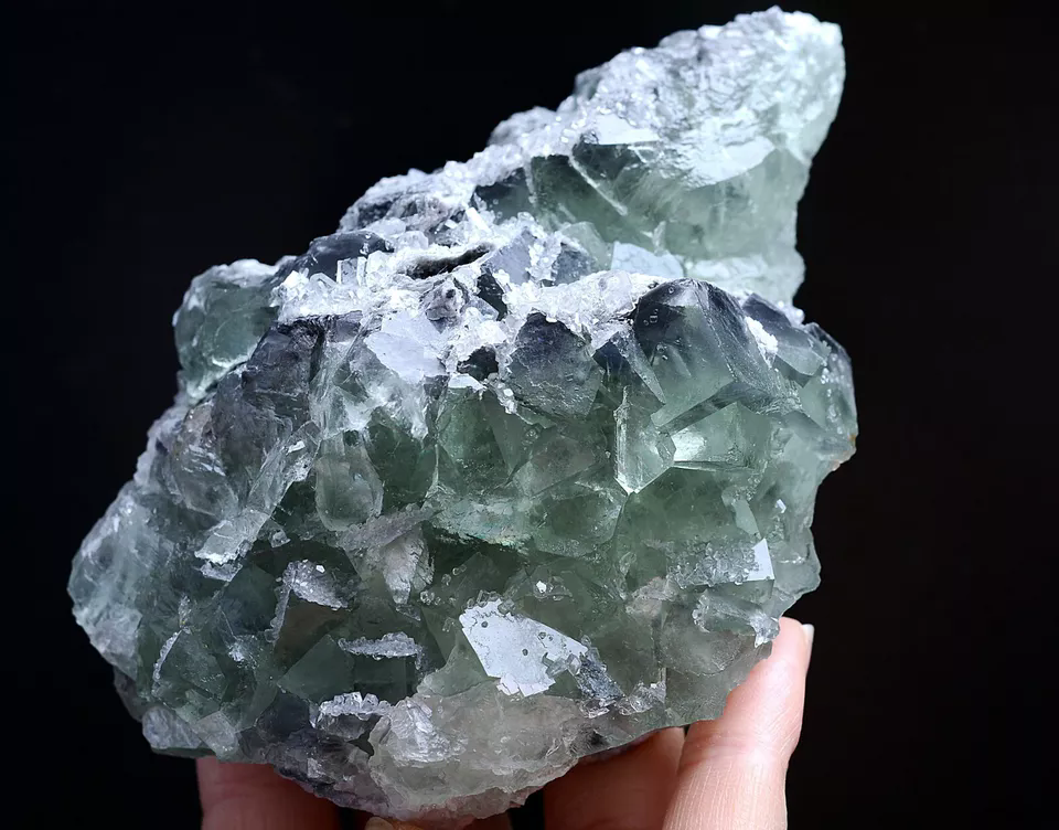 449g Natural Clear Green Fluorite & Crystal Mineral Specimen/Xianghualing China