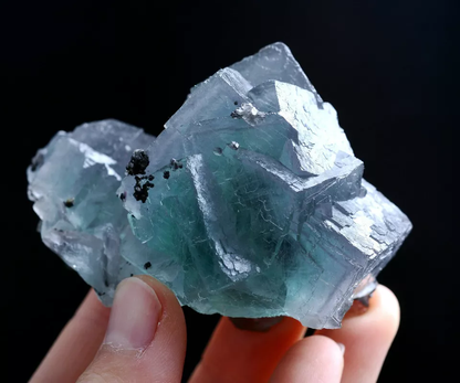 186gNatural Phantom Window Green Purple Cubic Fluorite CLUSTER Mineral Specimen