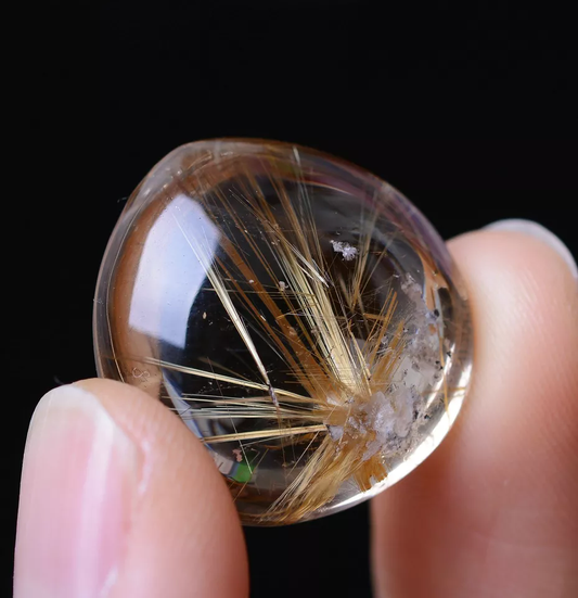 31.55ct Natural Gold Rutilated Quartz Crystal Woman & Men Cure Powerful Pendant