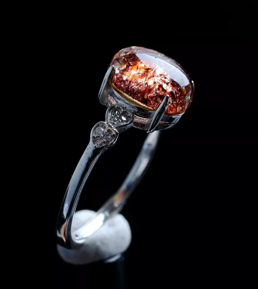 1.8gNatural Red Super Seven Quartz Lepidocrocite Ring Silver Adjustable Mineral