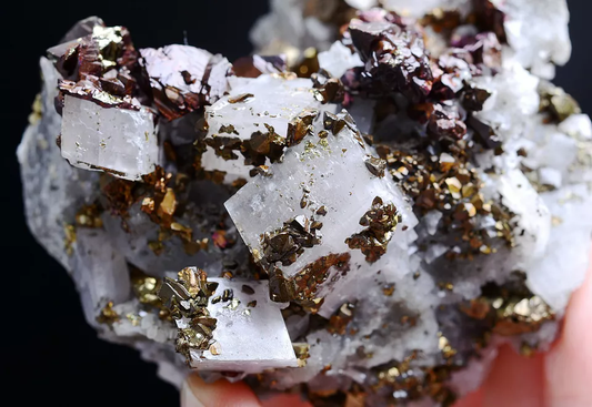 240g Natural Rare Rainbow Pyrite & Calcite Cluster Mineral Specimen/China