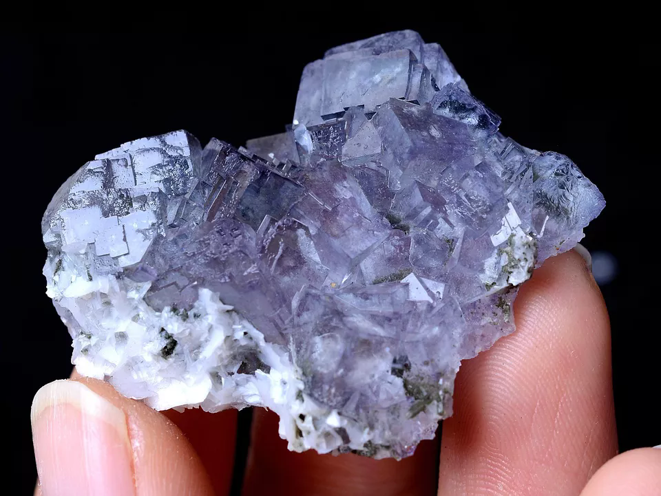 Yao Gang Xian RARE PURPLE FLUORITE CRYSTAL CLUSTER MINERAL SAMPLES  23.38g