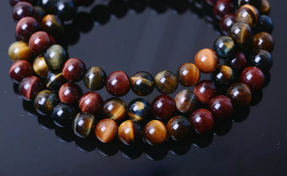 Natural Brazil Yellow Tiger's Eye Gemstone Round Beads Bracelet 29.43g