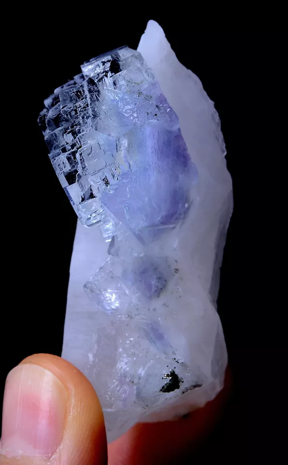 ATURAL TRANSPARENT GEM LEVEL CRYSTAL & PURPLE FLUORITE MINERAL SAMPLES 47.13g