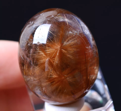 NATURAL GOLD RUTILATED QUARTZ CRYSTAL CURE POWERFUL SUNFLOWER PENDANT  18.78g