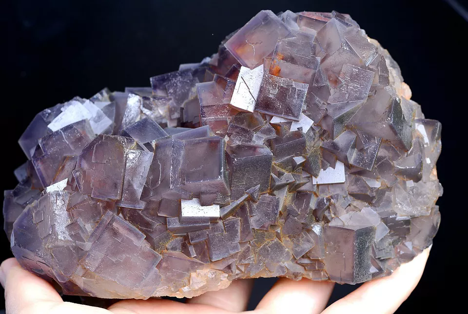 1257g Natural Phantom Window Purple Fluorite CRYSTAL CLUSTER Mineral Specimen