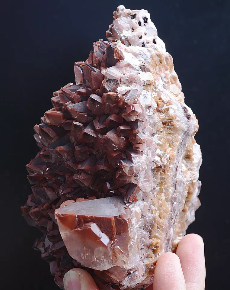 613g Natural Perfect Dipyramidal red Calcite CLUSTER Mineral Specimen / China