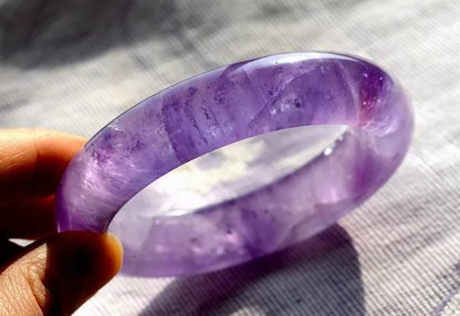 Natural Lavender Amethyst Crystal Woman Healing  Bangle Inner Diameter 59mm