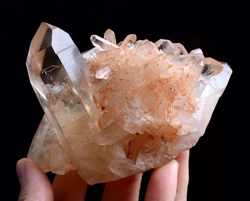 306gNatural Rare Transparent Red Skin QUARTZ Crystal Cluster Mineral  Specimens