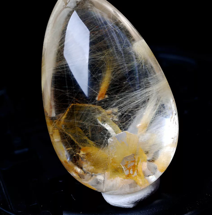 Natural Gold Hair Rutilated "Stone Inside Stone"Quartz Crystal Pendant 97.95ct