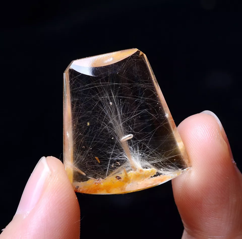 11.1g Natural Rutilated "Stone Inside Stone"Quartz Crystal Pendant Healing