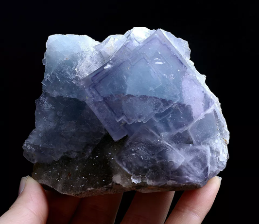 389.g Natural Phantom Window Cube Blue Purple Fluorite Mineral Specimen/  China