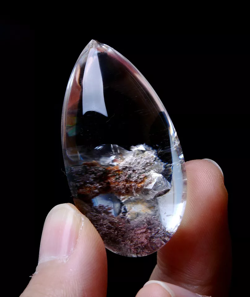 Natural Rare Clear Rutilated "Stone Inside Stone"Quartz Crystal Pendant 24.42g