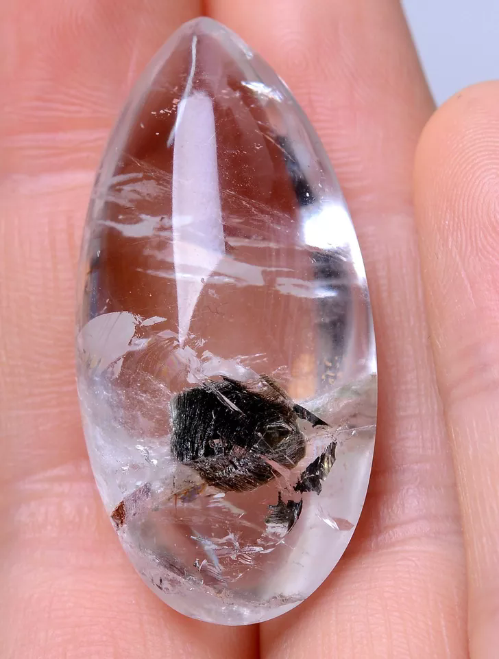 63.25ct RARE NATURAL Clear Mica Quartz "Stone in Stone" Crystal Pendant Healing