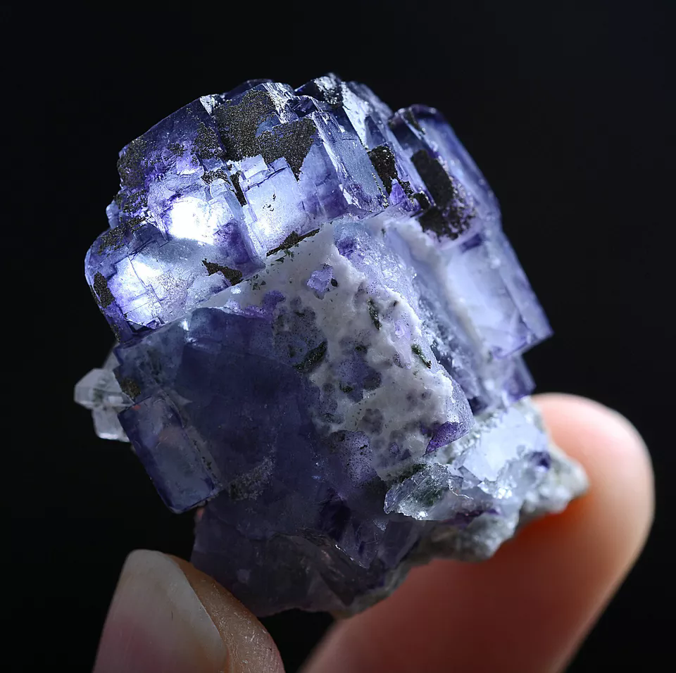 29g Natural Phantom Purple Fluorite & Pyrite Mineral Specimen/Yaogangxian China