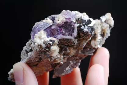 135.g Natural Window Purple Fluorite Arsenopyrite Mineral  Specimen/Yaogangxian