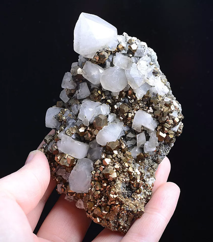 339g Natural Cube White Calcite & Pyrite Complete Mineral Specimen/ China