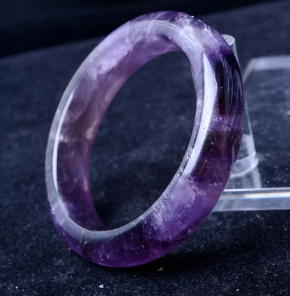 59mm Natural Rare Lavender Amethyst Quartz Crystal Madam Bangle Inner Diameter