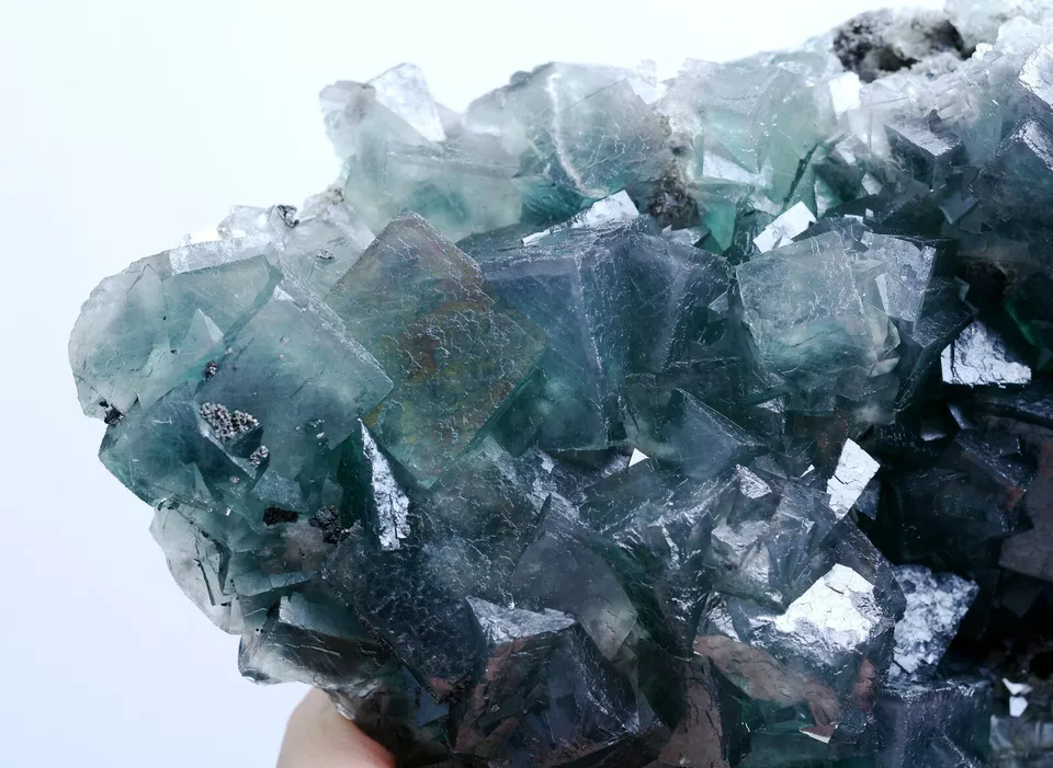 1482g Natural Phantom Window Green Cubic Fluorite CLUSTER Mineral Specimen